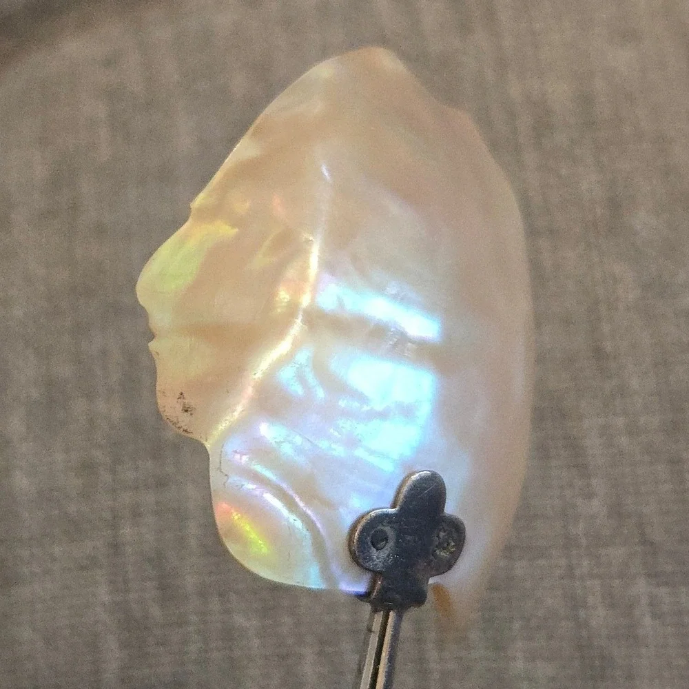 VTG Mother of Pearl Salt Spoon Jamestown RI Indian Chief 7
